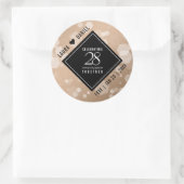 Elegant 28th Linen Wedding Jubileum Celebration Ronde Sticker (Tas)