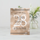 Elegant 28th Linen Wedding Jubileum Celebration Save The Date (Staand voorkant)