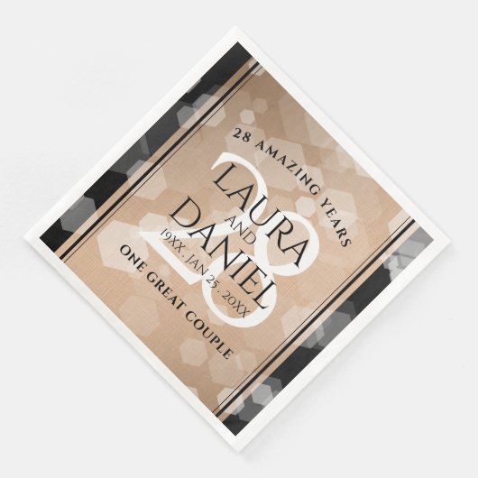 Elegant 28th Linen Wedding Jubileum Celebration Servet (Hoek)