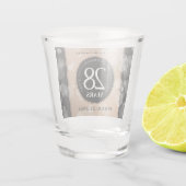 Elegant 28th Linen Wedding Jubileum Celebration Shot Glas (Achterkant)