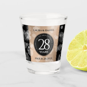 Elegant 28th Linen Wedding Jubileum Celebration Shot Glas