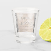 Elegant 28th Linen Wedding Jubileum Celebration Shot Glas (Achterkant)