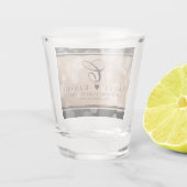 Elegant 28th Linen Wedding Jubileum Celebration Shot Glas (Achterkant)