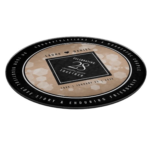 Elegant 28th Linen Wedding Jubileum Celebration Snijplank (Hoek)