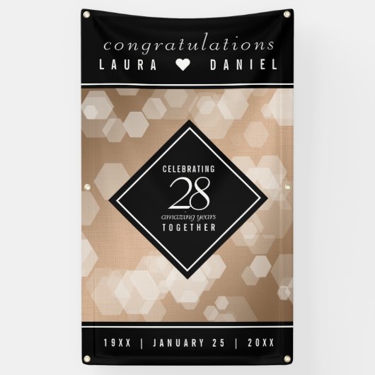 Elegant 28th Linen Wedding Jubileum Celebration Spandoek (Verticaal)