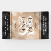 Elegant 28th Linen Wedding Jubileum Celebration Spandoek (Horizontaal)