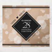 Elegant 28th Linen Wedding Jubileum Celebration Sparkling Wijnetiket (Enkel label)
