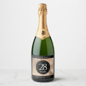 Elegant 28th Linen Wedding Jubileum Celebration Sparkling Wijnetiket (Voorkant)