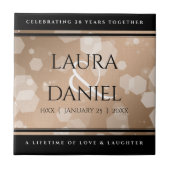 Elegant 28th Linen Wedding Jubileum Celebration Tegeltje (Voorkant)