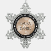 Elegant 28th Linen Wedding Jubileum Celebration Tin Sneeuwvlok Ornament (Voorkant)