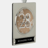 Elegant 28th Linen Wedding Jubileum Celebration Verzilverd Banner Ornament (Rechts)