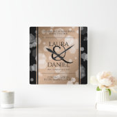 Elegant 28th Linen Wedding Jubileum Celebration Vierkante Klok (Huis)