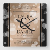 Elegant 28th Linen Wedding Jubileum Celebration Vierkante Klok (Voorkant)