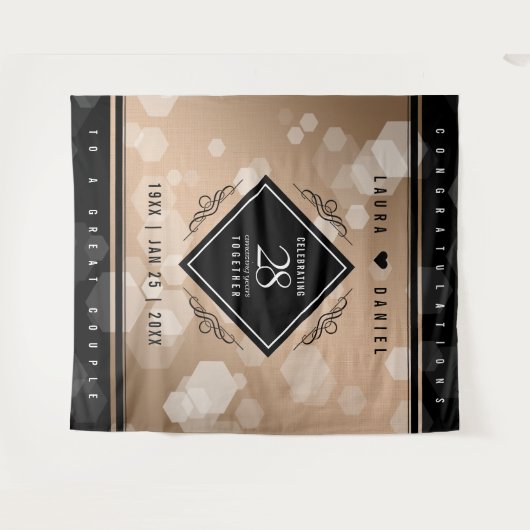 Elegant 28th Linen Wedding Jubileum Celebration Wandkleed (Voorkant (horizontaal))