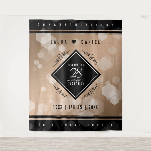 Elegant 28th Linen Wedding Jubileum Celebration Wandkleed (Voorkant)