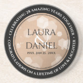 Elegant 28th Linen Wedding Jubileum Celebration Zandsteen Onderzetter (Voorkant)