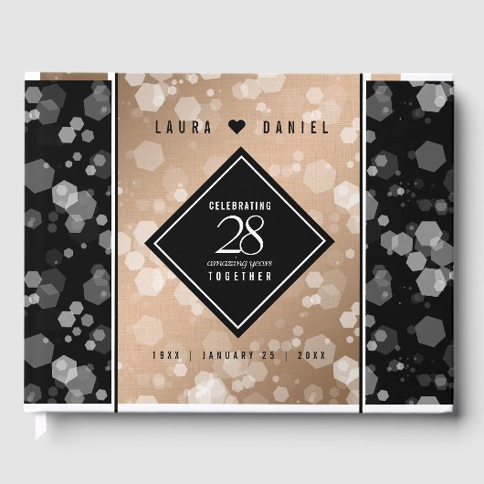 Elegant 28th Linen Wedding Jubileum Gastenboek (Voorkant)