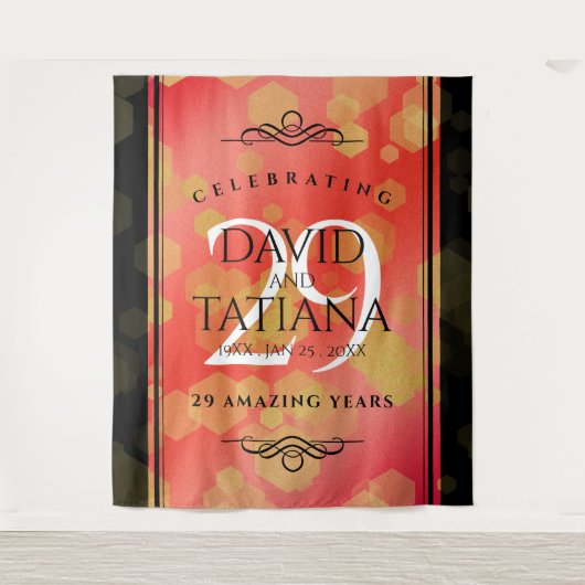 Elegant 29e Granaat Huwelijksjubileum Wandkleed (Voorkant)
