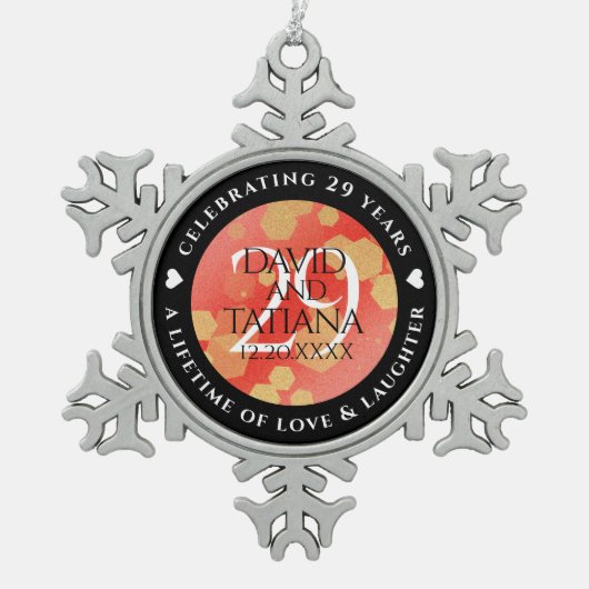 Elegant 29th Garnet Wedding Anniversary Tin Sneeuwvlok Ornament (Voorkant)