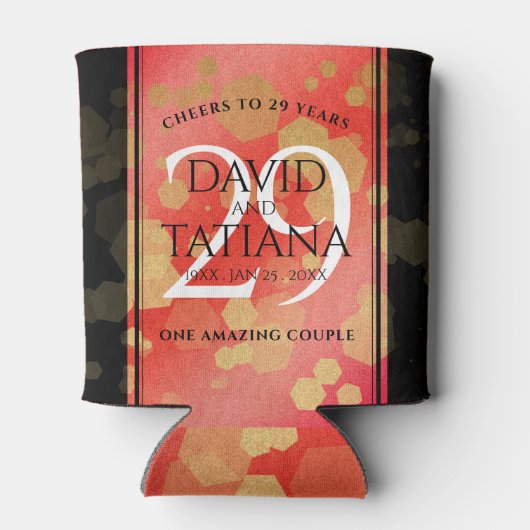 Elegant 29th Garnet Wedding Jubileum Blikjeskoeler (Achterkant)