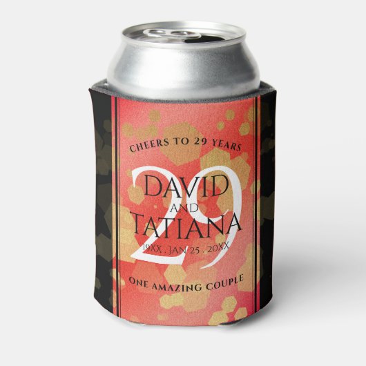 Elegant 29th Garnet Wedding Jubileum Blikjeskoeler (Blikje Achterkant)