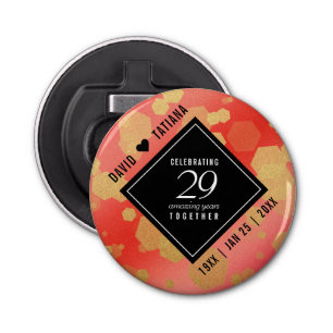 Elegant 29th Garnet Wedding Jubileum Button Flesopener