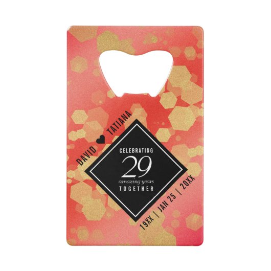 Elegant 29th Garnet Wedding Jubileum Creditkaart Flessenopener (Voorkant)