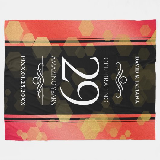 Elegant 29th Garnet Wedding Jubileum Fleece Deken (Voorkant (Horizontaal))