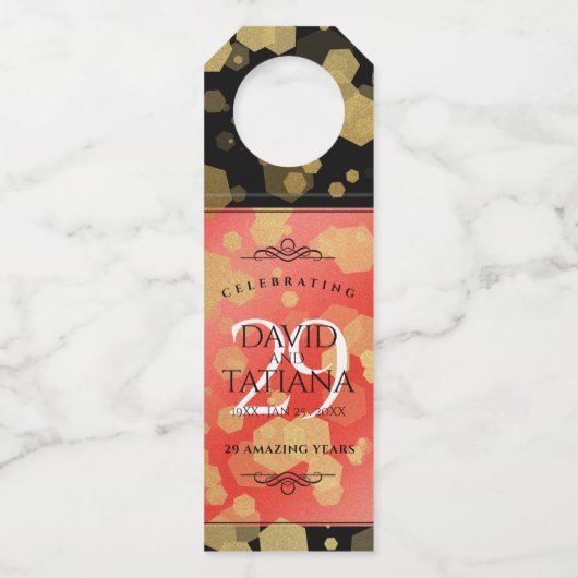 Elegant 29th Garnet Wedding Jubileum Flessenhanger (Voorkant)