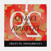 Elegant 29th Garnet Wedding Jubileum Glas Ornament (Achterkant)