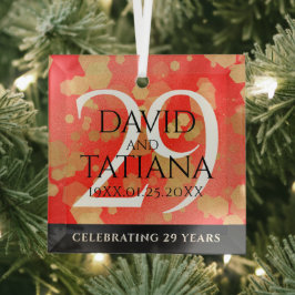 Elegant 29th Garnet Wedding Jubileum Glas Ornament