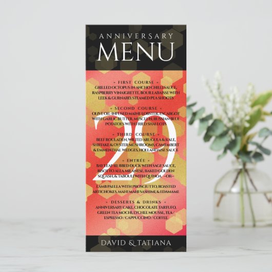 Elegant 29th Garnet Wedding Jubileum Menu (Staand voorkant)