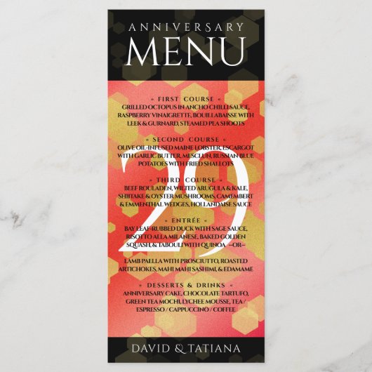 Elegant 29th Garnet Wedding Jubileum Menu (Voorkant)