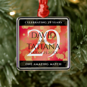 Elegant 29th Garnet Wedding Jubileum Metalen Ornament