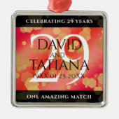 Elegant 29th Garnet Wedding Jubileum Metalen Ornament (Voorkant)