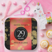 Elegant 29th Garnet Wedding Jubileum Papieren Bordje (Feest)