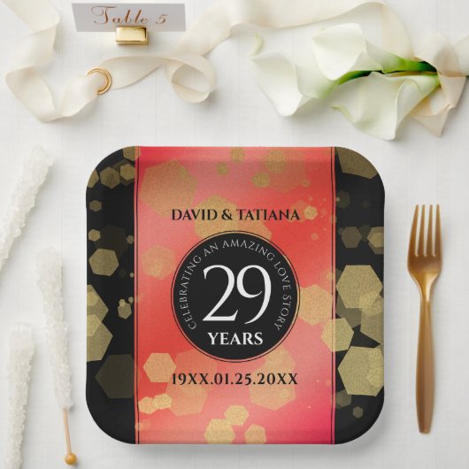 Elegant 29th Garnet Wedding Jubileum Papieren Bordje (Huwelijk)