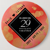 Elegant 29th Garnet Wedding Jubileum Ronde Button 6,0 Cm (Voorkant)