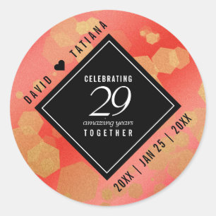Elegant 29th Garnet Wedding Jubileum Ronde Sticker