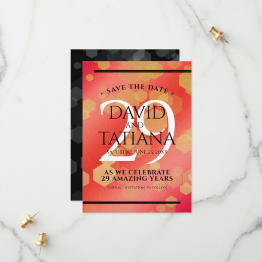 Elegant 29th Garnet Wedding Jubileum Save The Date (Voorkant / Achterkant in situ)