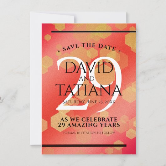 Elegant 29th Garnet Wedding Jubileum Save The Date (Voorkant)