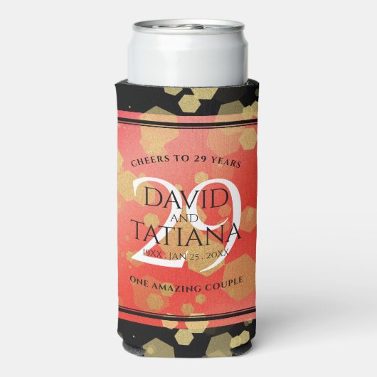 Elegant 29th Garnet Wedding Jubileum Seltzer Blikjeskoeler (Seltzer Achterkant)