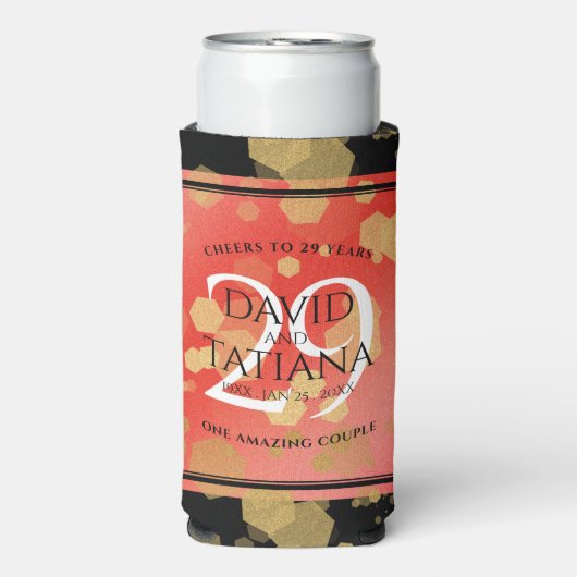 Elegant 29th Garnet Wedding Jubileum Seltzer Blikjeskoeler (Seltzer Voorkant)