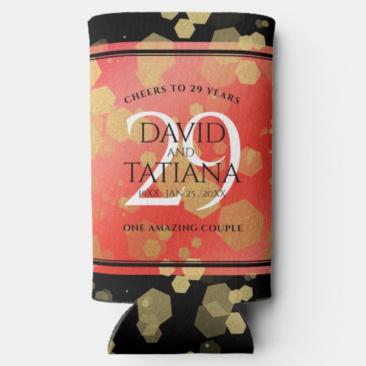 Elegant 29th Garnet Wedding Jubileum Seltzer Blikjeskoeler (Achterkant)