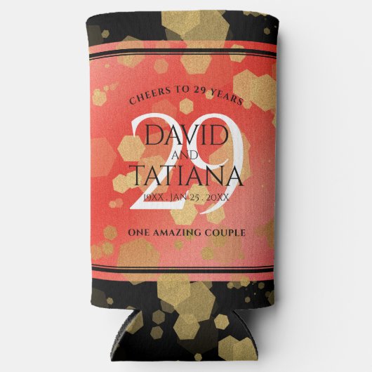 Elegant 29th Garnet Wedding Jubileum Seltzer Blikjeskoeler (Voorkant)