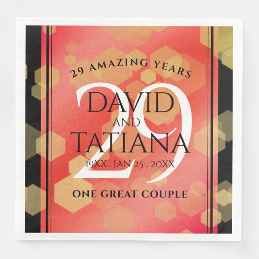 Elegant 29th Garnet Wedding Jubileum Servet (Voorkant)