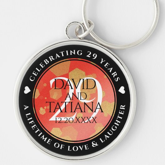 Elegant 29th Garnet Wedding Jubileum Sleutelhanger (Voorkant)