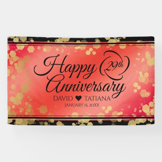 Elegant 29th Garnet Wedding Jubileum Spandoek (Horizontaal)