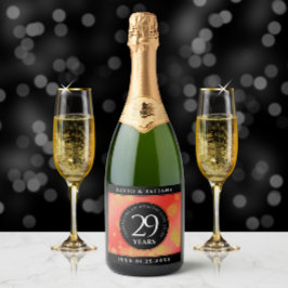 Elegant 29th Garnet Wedding Jubileum Sparkling Wijnetiket