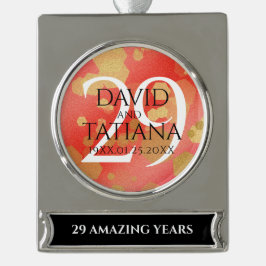 Elegant 29th Garnet Wedding Jubileum Verzilverd Banner Ornament